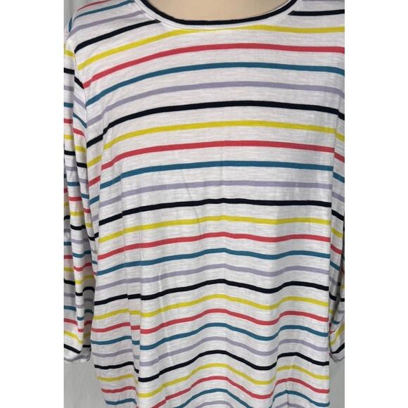 Lane Bryant 22 24 Cotton Poly Blend Multicolor Striped 3/4 Sleeve Top - Picture 2 of 6